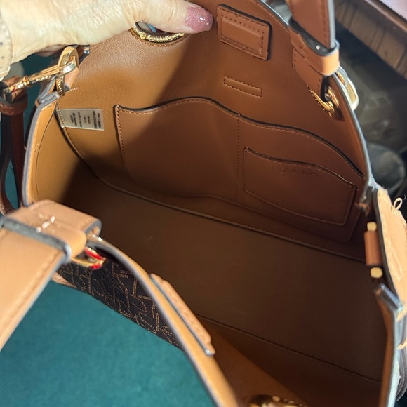 Calvin Klein Signature Brown & Gold Tote Bag with Matching Pouch - Picture 7 of 7